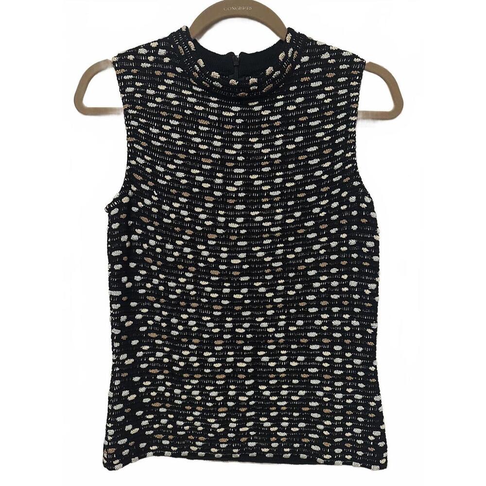 St. Johns Collection Sleeveless Knit top, Mock neck rear zipper size S